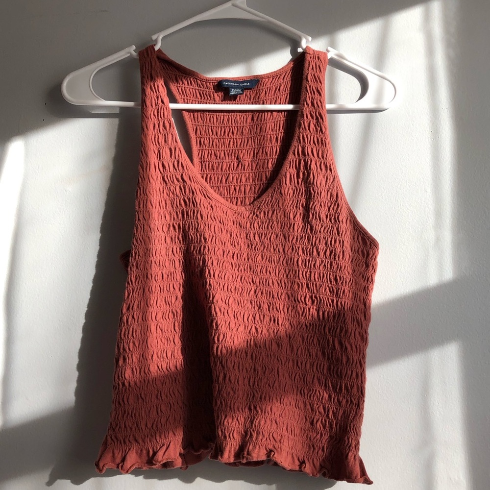 american eagle lettuce edge cropped tank top